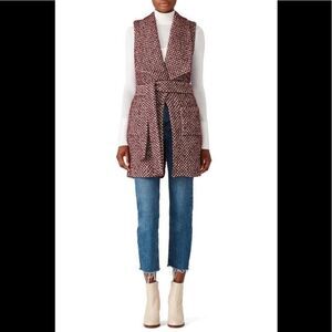 Paper Crown Womens Merlot Tweed Open Front Vest Burgundy Size Small